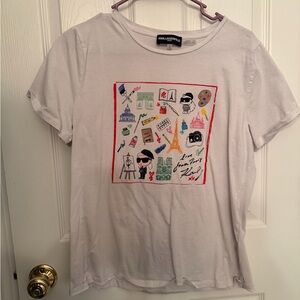 Karl Lagerfeld White Tee with Colorful Graphic